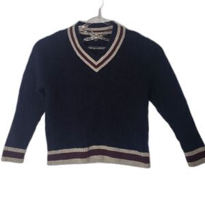 BROOKS BROTHERS Navy Blue V Neck Wool Sweater Mens Size XL